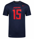 Nike Men's Dri-Fit Arizona #15 Round Neck Short Sleeve T-Shirt, Navy, XL
