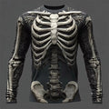 Men’s Skeleton Print Gothic Long Sleeve T-Shirt Casual Top Slim Fit -UK