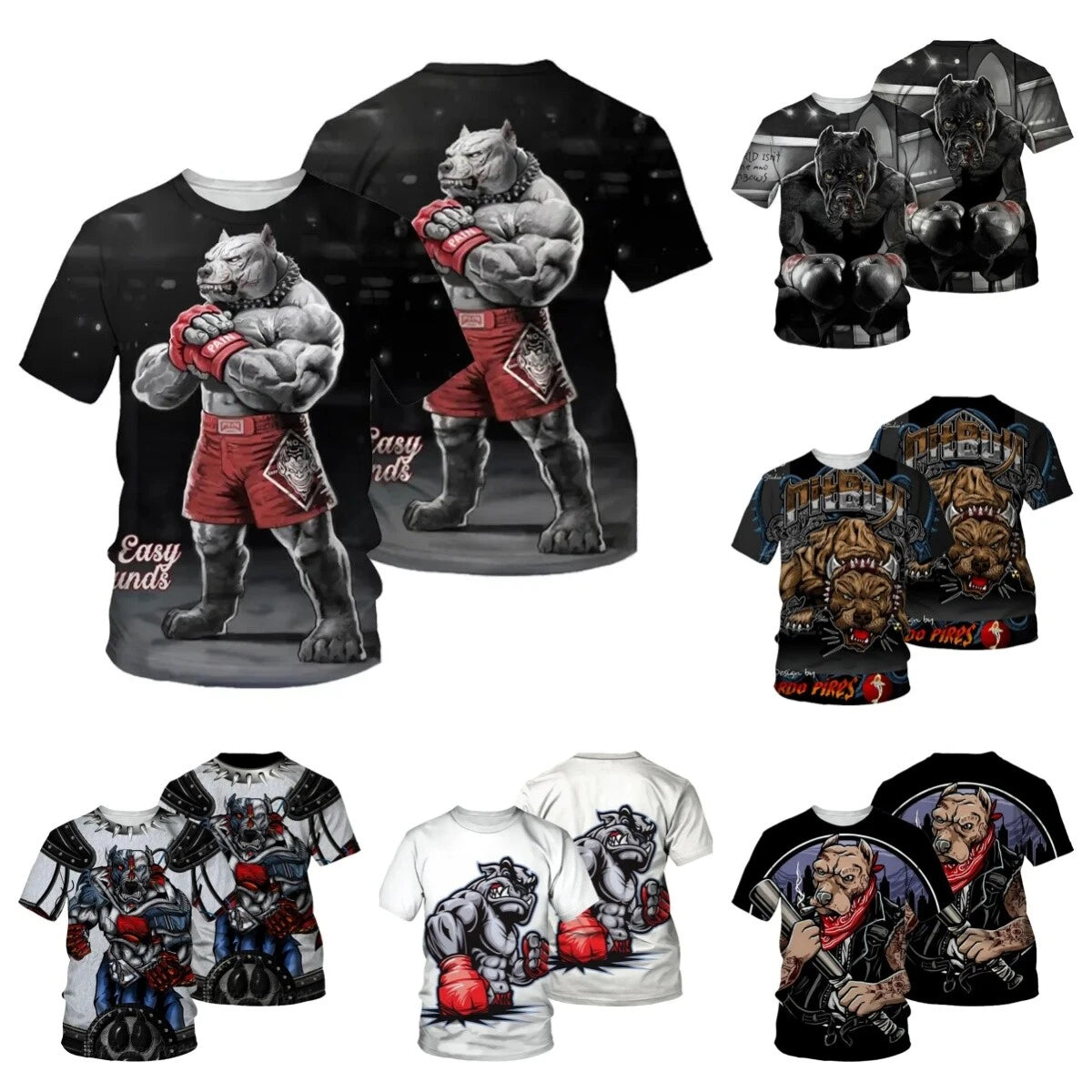 Animal Boxing Dog 3D Print Women Men Short Sleeve T-shirt Tops Casual Tee