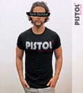 Pistol Boutique Herren Slim Fit Schwarzes T-Shirt Rundhalsausschnitt Logo