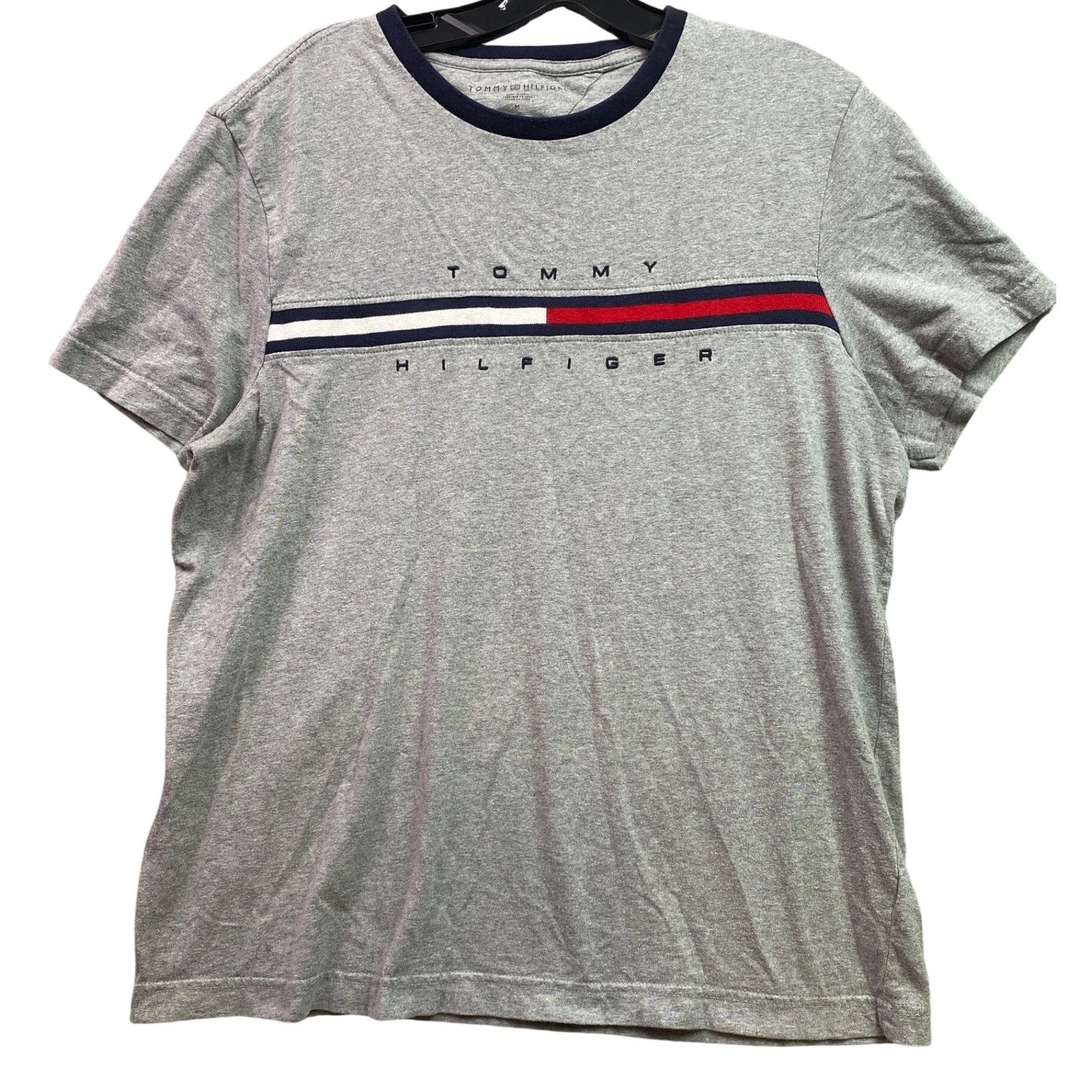 Tommy Hilfiger Shirt Mens Medium Spell Out Preppy Academia Everyday Streetwear