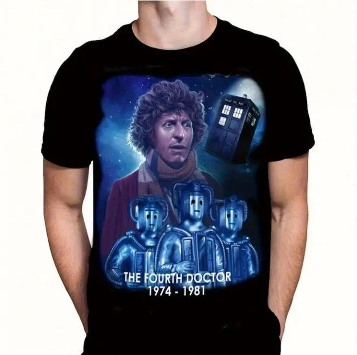 Doctor Who 4th Doctor Theme Print Men's Cotton Casual T-Shirt Streetwear S-3XL