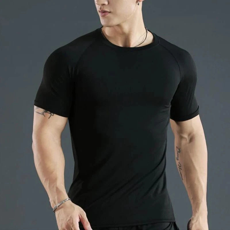 Mens Compression T-Shirt Short Sleeve Fitness Running Gym Training Sports Shirt