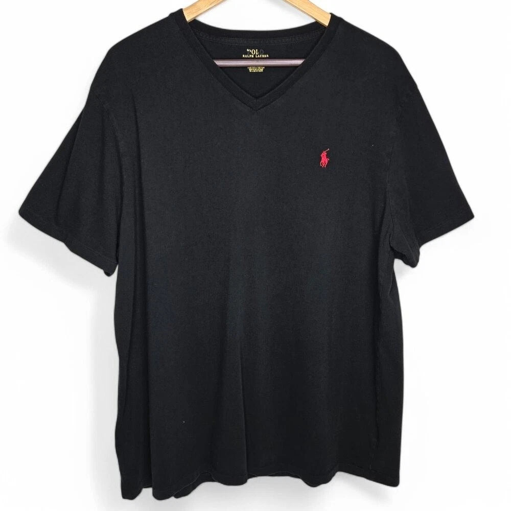 Polo Ralph Lauren V Neck Tee Shirt Men's Embroidered Pony Everyday Minimal XL