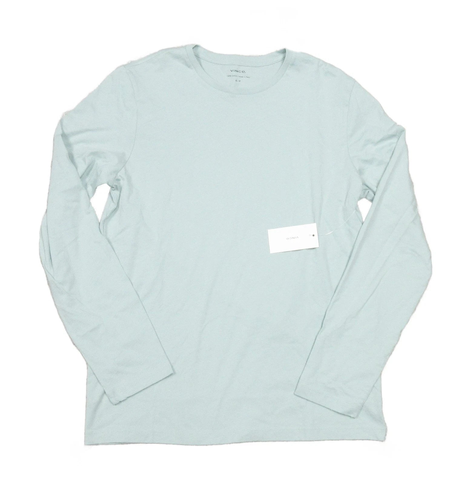 Vince Men's Seafoam Blue Jersey Knit Crew-Neck Long Sleeve T-Shirt