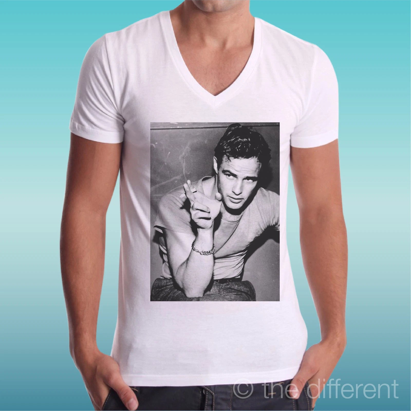 Men's T-Shirt V 'Young Marlon Brando Smoke' Gift Idea Road To Happiness