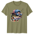 American Bass Fishing Mens T-Shirt Patriotic Angler Tee