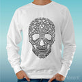 Felpa Man Light Sweater White " Skull Lines Draw " Road To Happiness