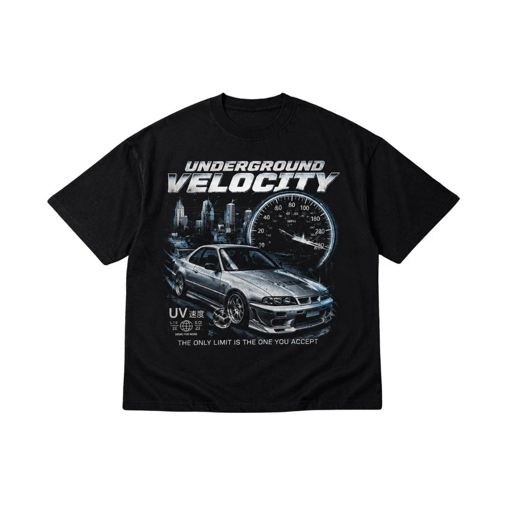 Underground Velocity Graphic Oversized T Shirt Black Vintage JDM Streetwear Tee
