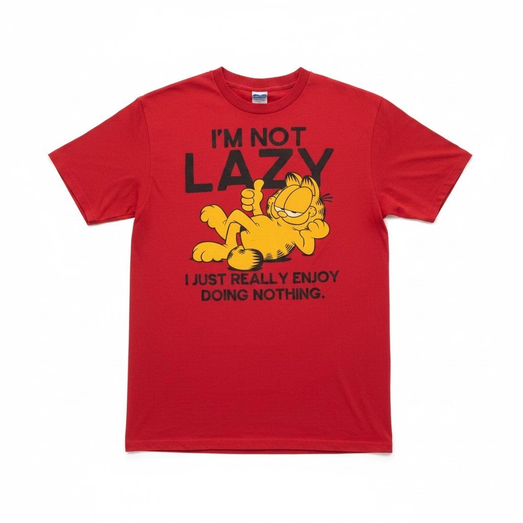Garfield T Shirt Mens Medium Red I’m Not Lazy Graphic Tee Nickelodeon