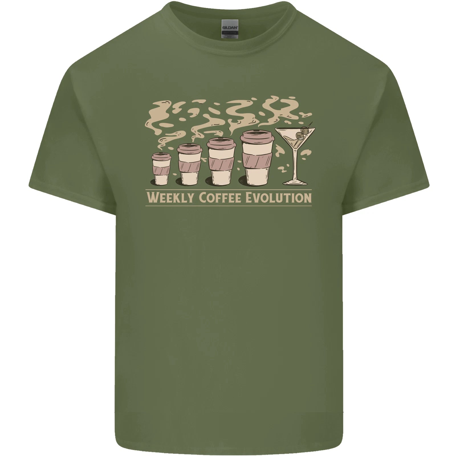 Funny Weekly Coffee to Alcohol Evolution Wine Mens Light Cotton T-Shirt