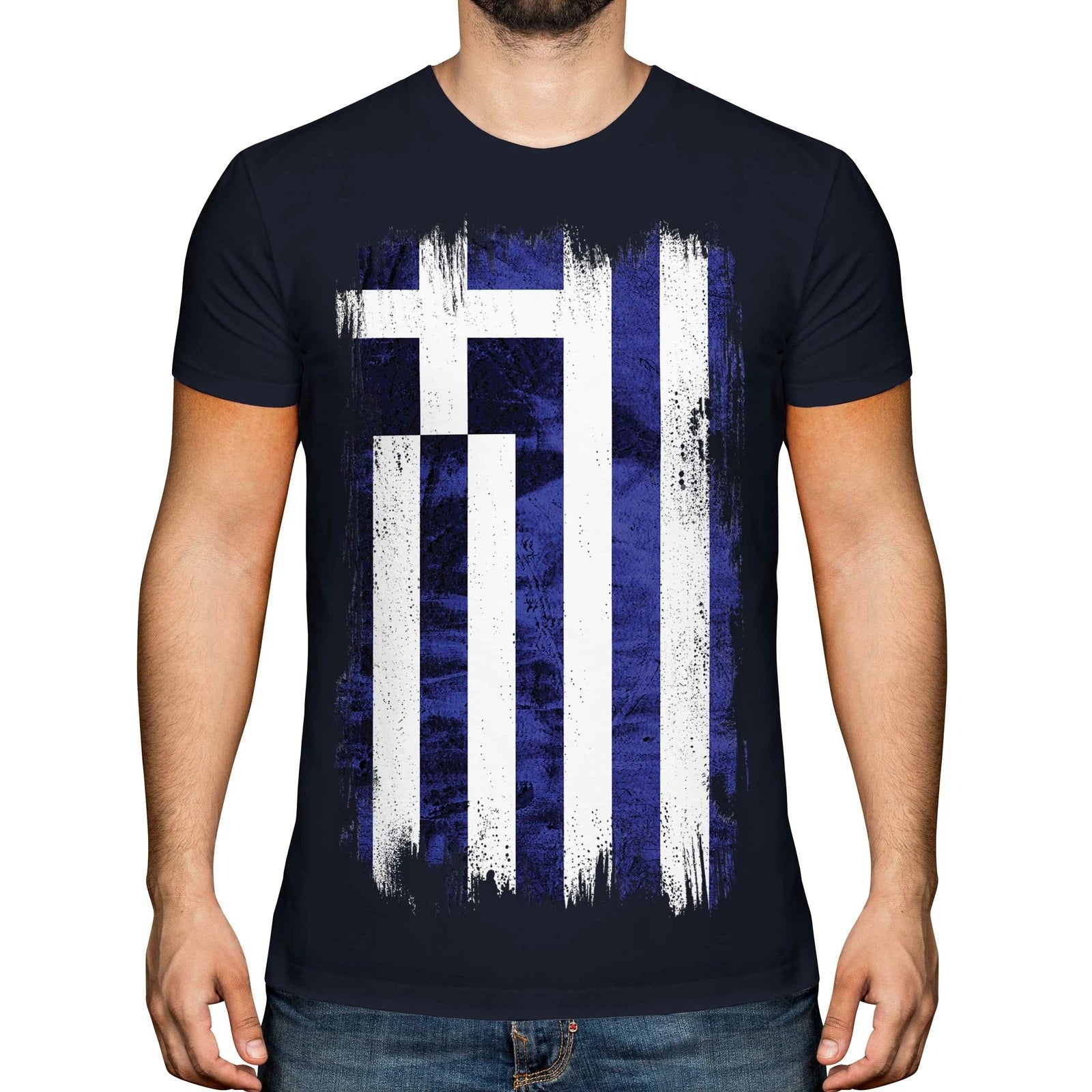 GREECE GRUNGE FLAG MENS T-SHIRT TEE TOP HELLAS GREEK ELLADA HELLENIC GRECIAN