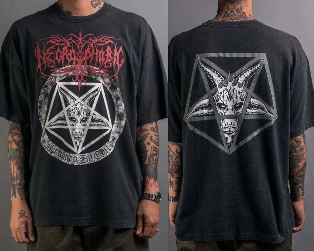 Vintage Necrophobic 1996 T-Shirt Unisex  2 SIDE Spawned by Evil Metal Fan Gift