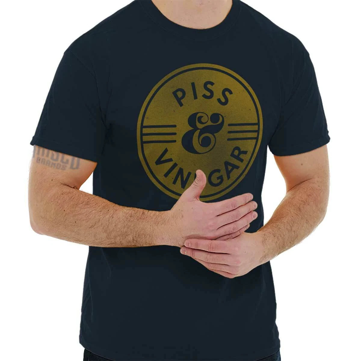 Piss  And Vinegar Funny Adult Novelty Humor Mens Casual Crewneck T Shirts Tees