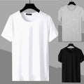 Fashionable Slim Fit Top for Men Round Neck Solid Short Sleeve T Shirt