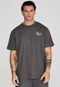 SikSilk Men's Washed Black Graphic T-Shirt Small