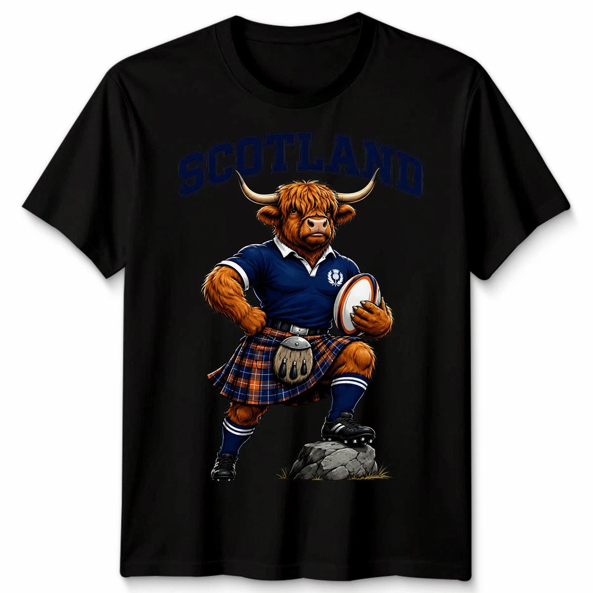 Scottish Unisex T Shirt Highland Cow Scotland Fans Rugby Graphic Tee