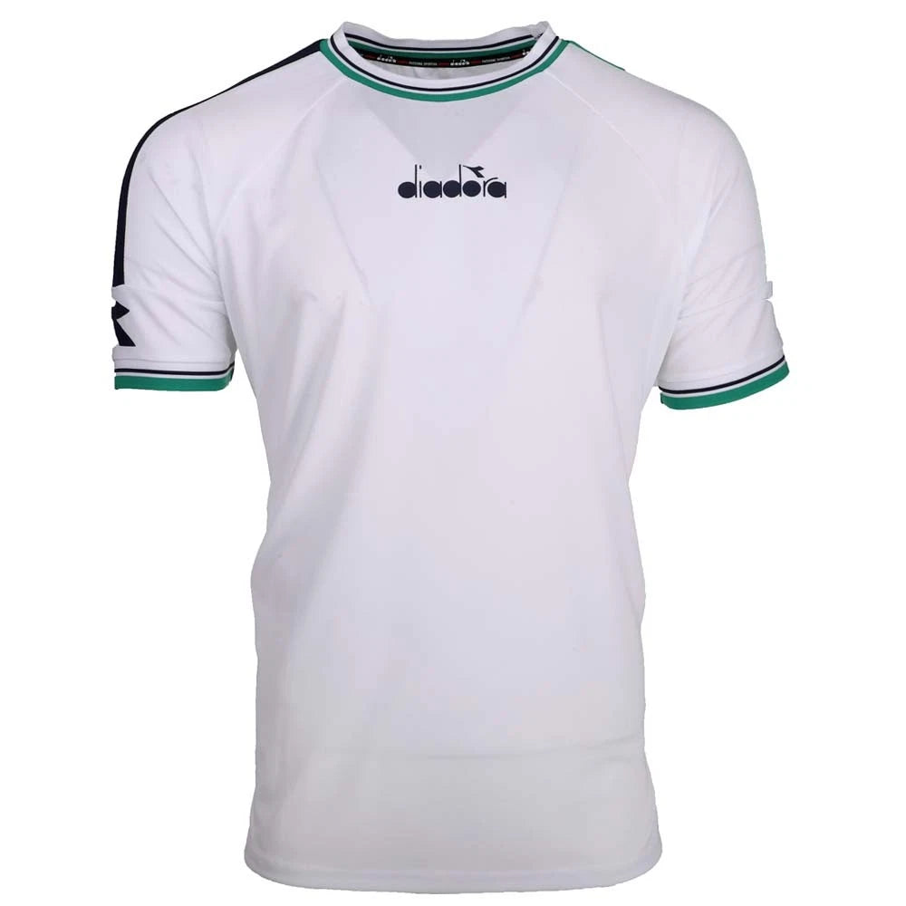 diadora Icon Tennis Crew Neck Short Sleeve Athletic T-Shirt Mens White Casual To