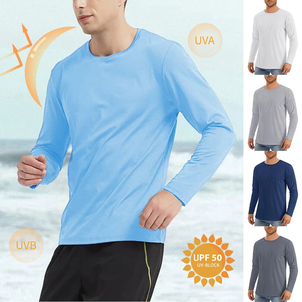 Men's UPF 50+ UV Protection Long Sleeve T-Shirt Sun Block Casual Fishing Shir ✨