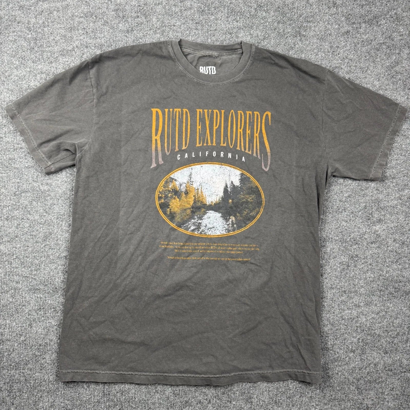 RUTD Explorers California Graphic T-Shirt Mens XL Gray Vintage Wash Nature Tee
