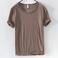 Men's Solid Color Short Sleeve T-shirt Cotton Casual Thin Style Undershirt Tops