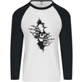 A Skull From a Ripped Shirt Gothic Goth Biker Mens L/S Baseball T-Shirt