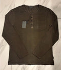 John Varvatos Men’s Henley Long Sleeve T-Shirt Dark Olive New