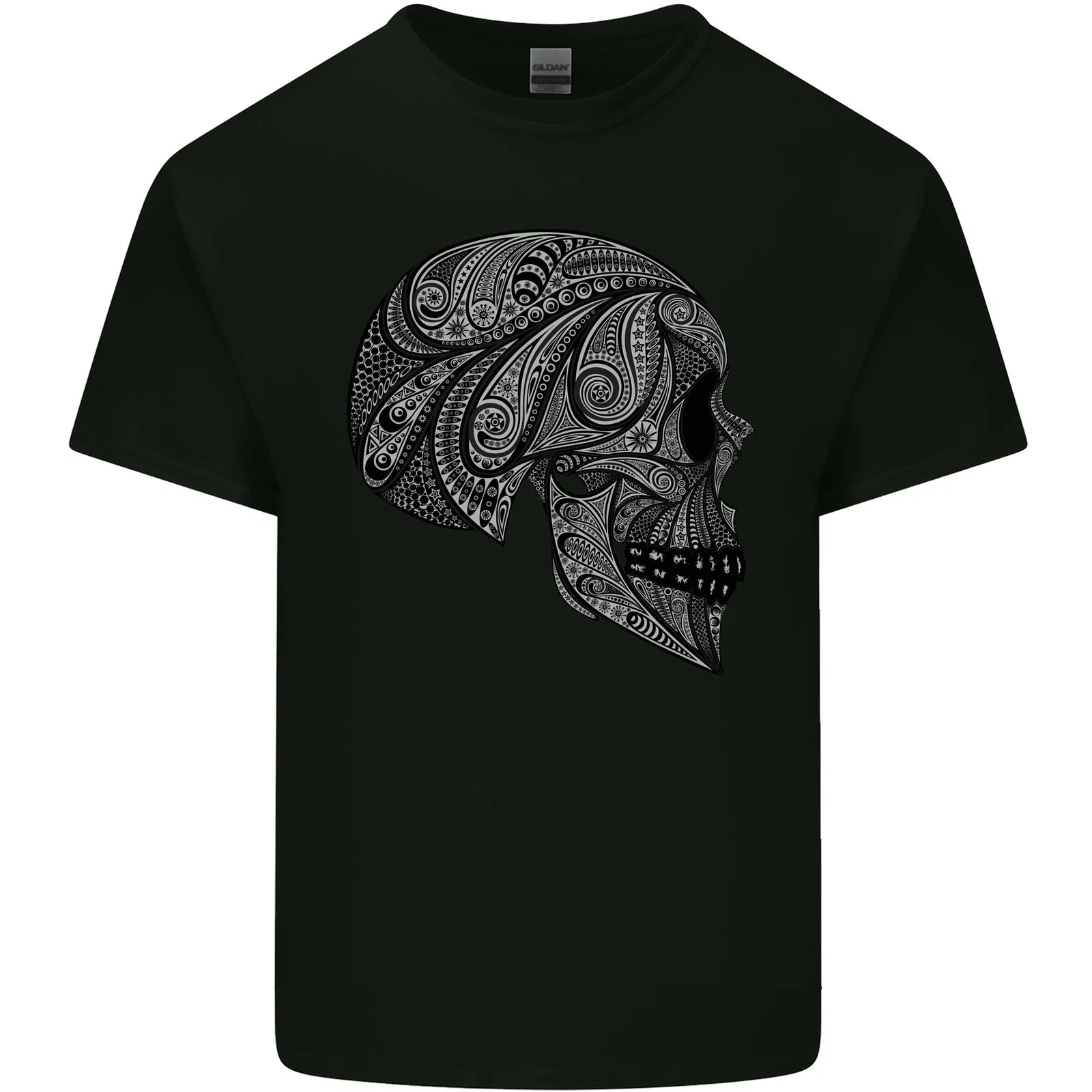 Mandala Skull Gothic Biker Motorbike Mens Light Cotton T-Shirt