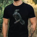 Mens Black Raven Motif Cotton T-Shirt Size XS to 5XL