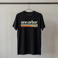 Ann Arbor Michigan Shirt Distressed 70s Striped Souvenir Hometown Graphic Tee