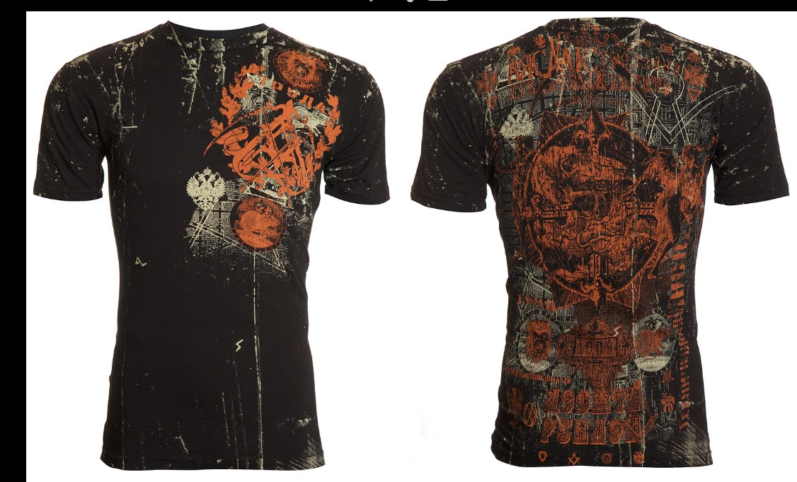 ARCHAIC by AFFLICTION Black CHUPACABRAS Short Sleeve Slim Fit Y2K T-shirt NWT