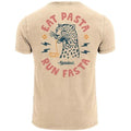 Mens Vintage T-Shirt Back Print Eat Pasta Run Fasta Leopard Graphic Shirt