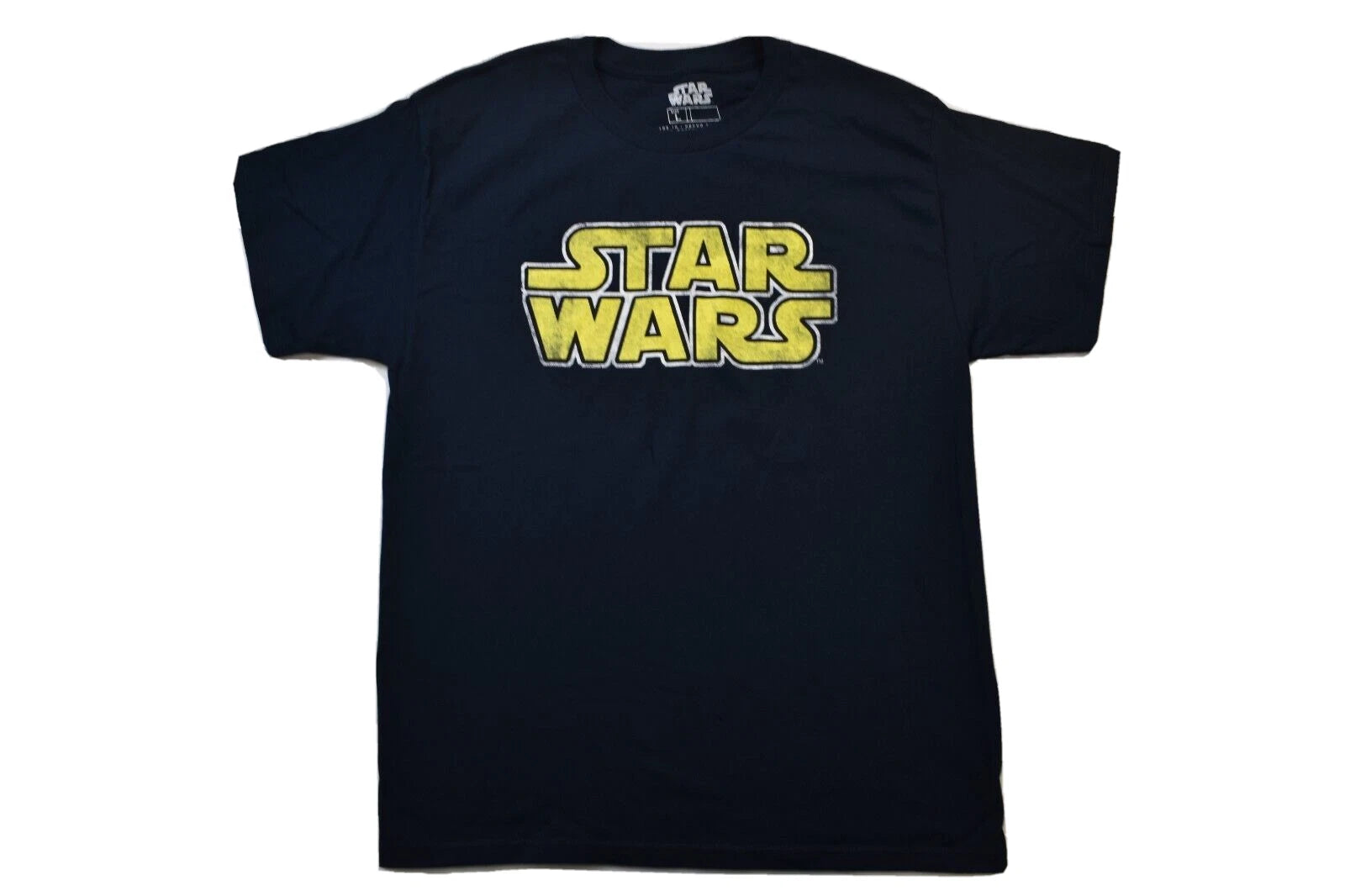 Star Wars Mens Star Wars Distressed Print Simple Graphic Navy Blue Shirt New L
