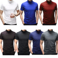 Mens Mock Turtleneck T-shirt Pullover Short Sleeve Solid Slim Fit Top Undershirt