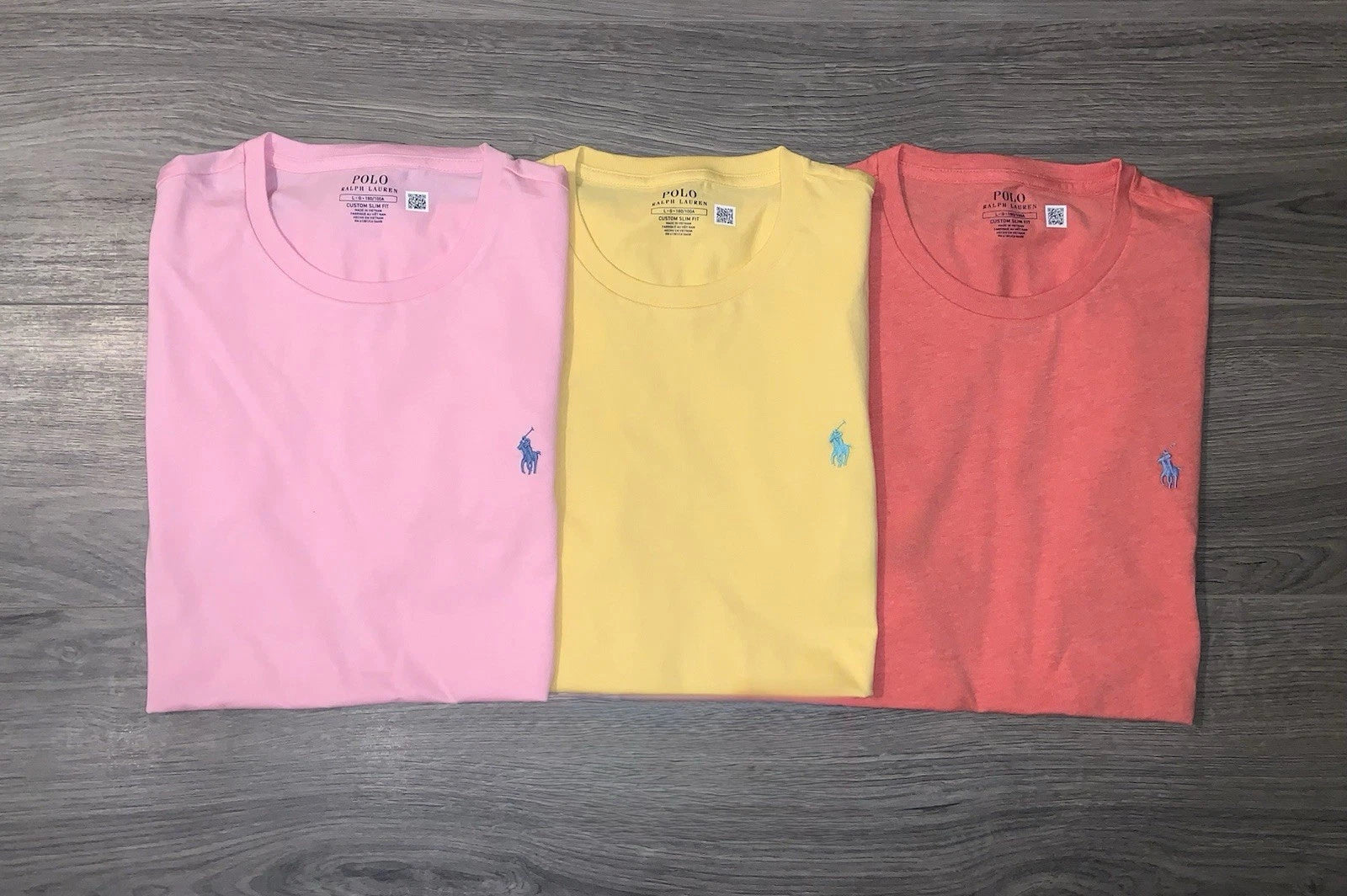 Polo Ralph Lauren T Shirt Custom Slim Fit Short Sleeve Set Of 3 Men’s Size Large