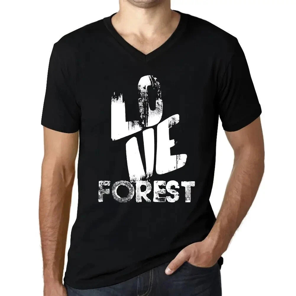 Men's Graphic T-Shirt V Neck Love Forest Eco-Friendly Limited Edition