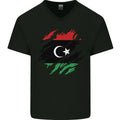 Torn Libya Flag Libyan Day Football Mens V-Neck Cotton T-Shirt