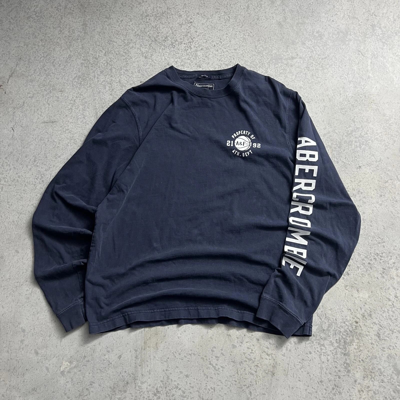 Abercrombie & Fitch Muscle Fit Long Sleeve  Shirt Mens XL Sleeve Hit Navy Y2K