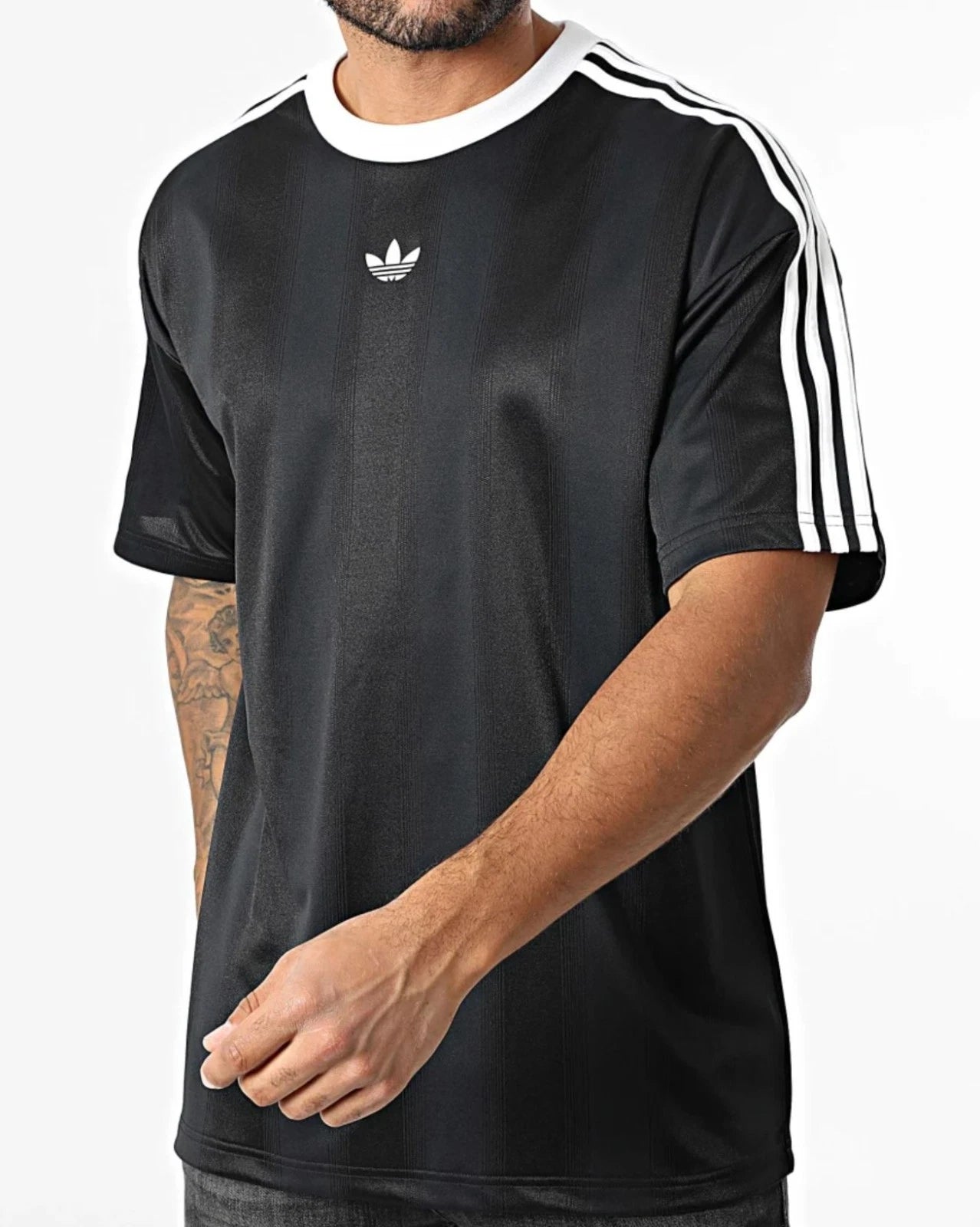 RARE! NEW MEN'S ADIDAS ORIGINALS TREFOIL JACQUARD SHIRT ~SIZE XL  #JW587 BLACK