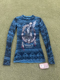 RARE MODERN VINTAGE EMO GRUNGE NWT AFFLICTION THERMAL LONG SLEEVE WOLF TEE
