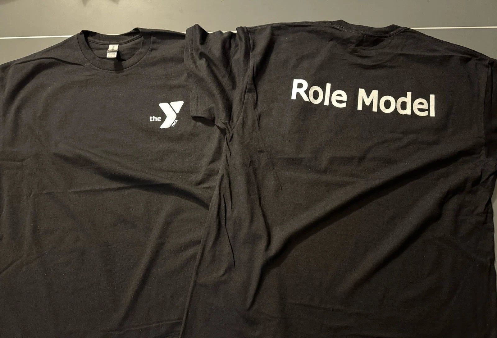 Lot Of 2 -YMCA Shirt Men XL Staff Logo Black Short Sleeve Adult “Role Model”