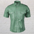 Men's Soft Green Lambskin Leather Shirt Jacket New Slim Fit Classic Outerwear
