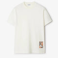 BURBERRY Vintage Check Patch T-Shirt Men White Cotton Short Sleeves