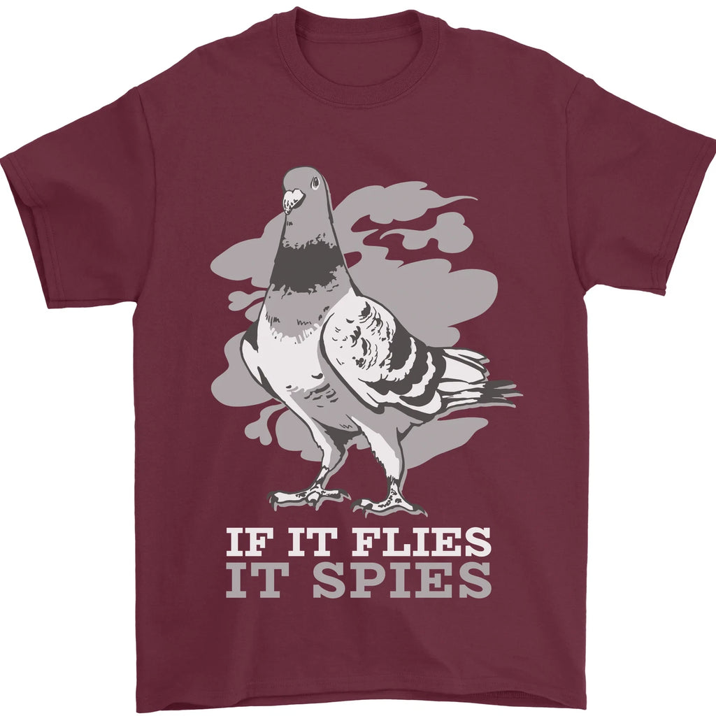 If it Flies it Spies Conspiracy Pigeon Mens T-Shirt 100% Cotton