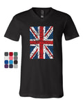 Union Jack V-Neck T-Shirt United Kingdom Distressed British Flag Tee