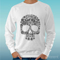 Felpa Man Light Sweater White " Skull Flower " Road To Happiness