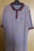 Classic “FRED PERRY“ Burgundy Cream Striped Polo T Shirt Size XXL Slim Fit 46/48