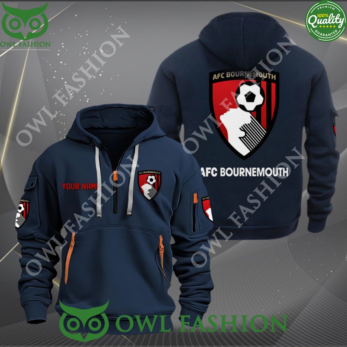 Bournemouth Football Team Customized Premier League Zip Hoodie