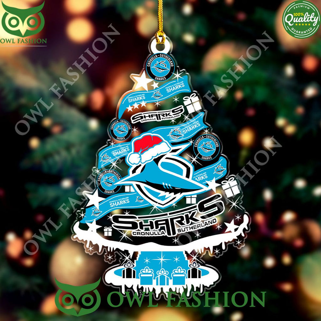 Cronulla Sutherland Sharks Custom Rugby League Sharks Shape 1 side Acrylic Ornament