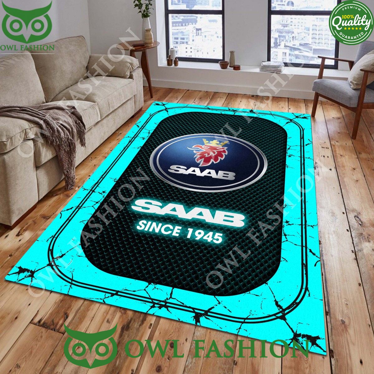 Saab Sweden since 1945 Automobile stone marble rug carpet